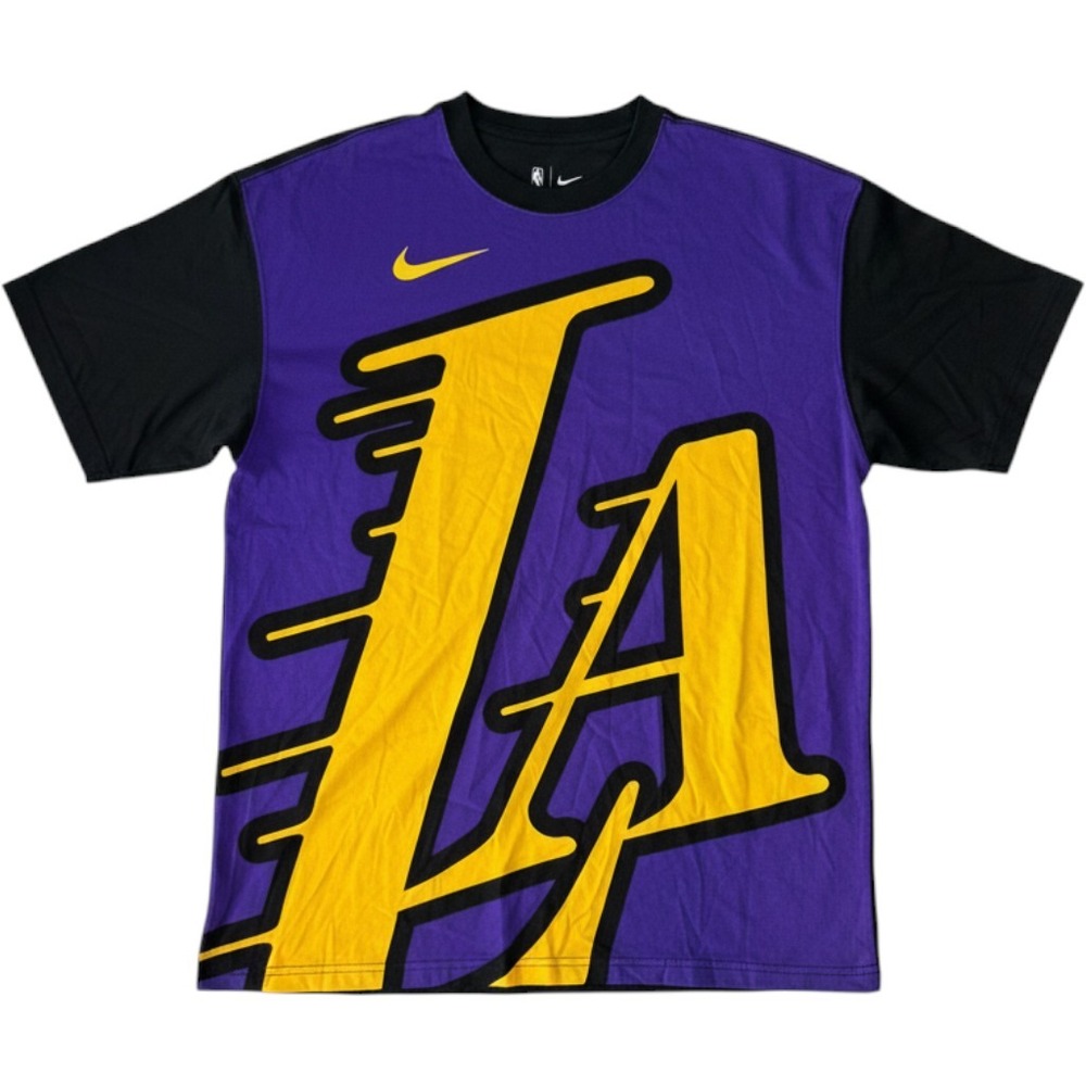 Nike NBA Los Angeles Lakers Loose Fit City Tee Shirt Purple Black Mens Med NEW